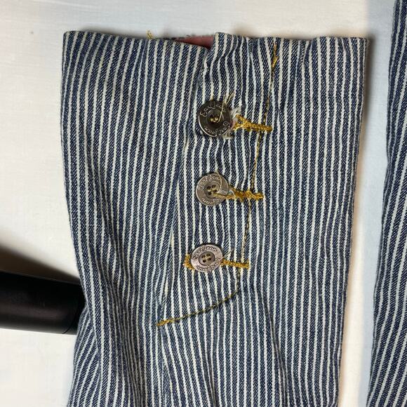 Vintage Y2K Earl Jean Pinstripe Blazer Jacket Women's XL Distressed Blue - Picture 7 of 10